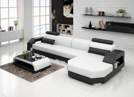 Ledersofa Couch Wohnlandschaft Ecksofa Eck Garnitur Design Modern Sofa G8001C