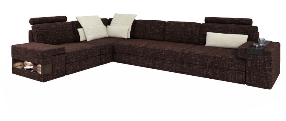 Wohnzimmer Braun Möbel Textil Sofas Ecksofa L Form Couch Polstermöbel Schlafsofa