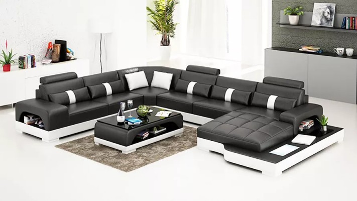 Ecksofa Polster Ecksofa U-Form Modernes Sofa Ledersofa Designer-Sofa