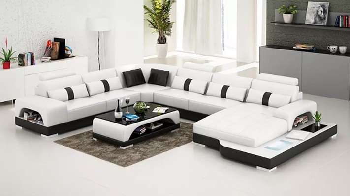 Ecksofa Polster Ecksofa U-Form Modernes Sofa Ledersofa Designer-Sofa