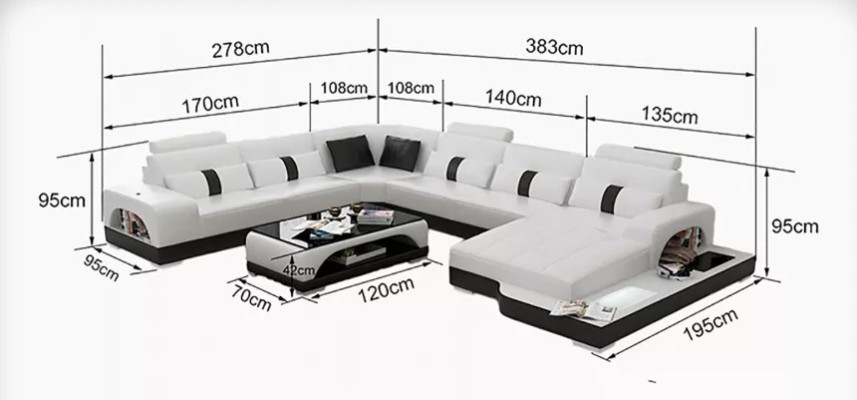 Ecksofa Polster Ecksofa U-Form Modernes Sofa Ledersofa Designer-Sofa