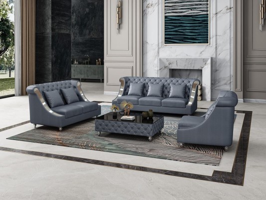 Design Wohnlandschaft Sofagarnitur 3+2 Sitzer Ledersofa Wohnzimmer Chesterfield