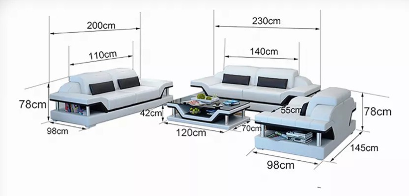 Wohnlandschaft Sofagarnitur 221 Sitzer Couchtisch Ledersofa Modernes Sofa Couch