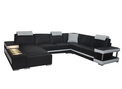 Большой кожаный U образный диван в дизайнерском стиле 
