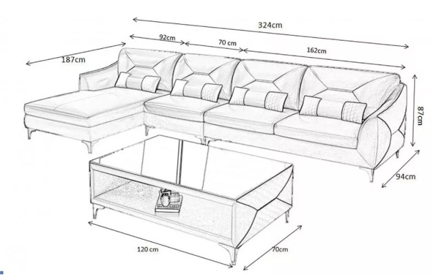 Ledersofa Designer-Sofa Ecksofa L-Form Modernes Sofa Ledersofa Ecksofa Polster