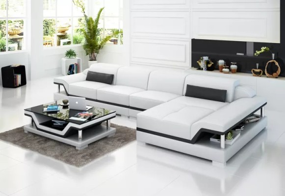 Wohnlandschaft Ledersofa Ecksofa L-Form Modernes Sofa Ecksofa Polster