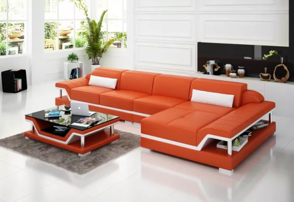 Wohnlandschaft Ledersofa Ecksofa L-Form Modernes Sofa Ecksofa Polster