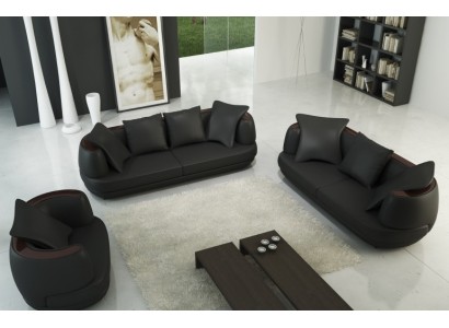 Sofagarnitur Couch Polster Leder Sofa 3+2+1 Klassische Couchen Royal Sitz Black