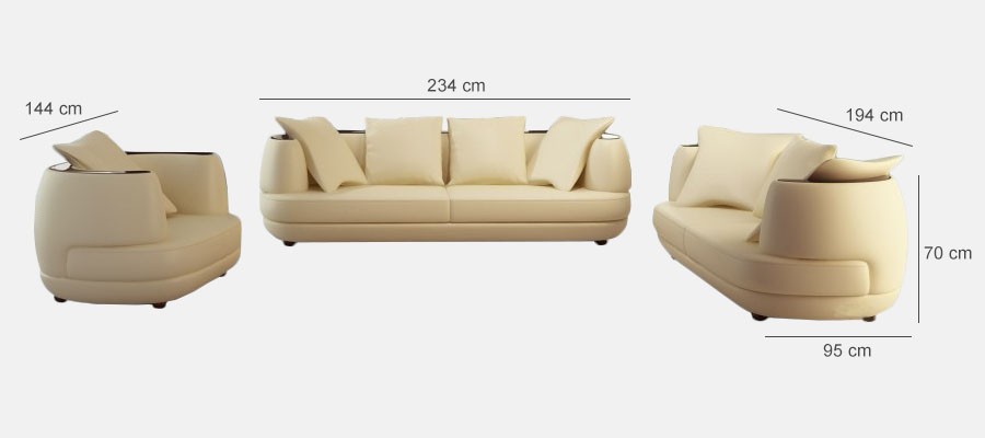 Sofagarnitur Royal Luxus Designer Couch Polster 3+2+1 Leder Sofa Sitz BeigeA