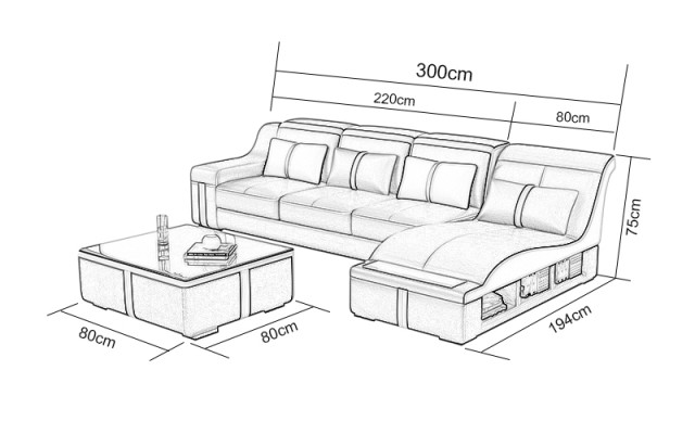 Design Eck Sofa USB LED + Tisch Polster Eck Sitz Leder Garnitur Wohnlandschaft