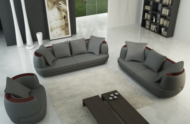 Ledersofa USB Sofagarnitur 3+2+1 Couch Sitz Polster Sofa Garnitur Set Garnituren