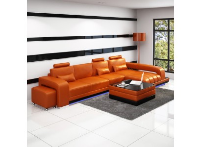 L образный угловой диван в современном оранжевом дизайне 