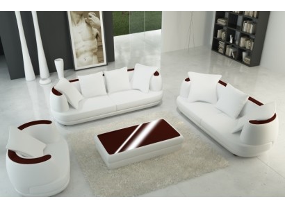 Белый современный диванный гарнитур 3+2+1 местный для гостиной 