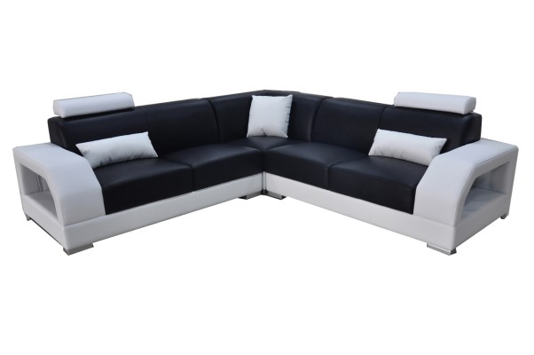 XXL Ecksofa + USB,Leder Wohnlandschaft Garnitur Design Modern Sofa L-Form G8001B