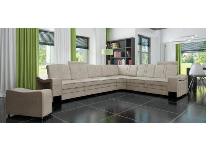 Stoff Couch Textil Polster Eckcouch Sofa + USB Ecksofa Wohnlandschaft Stoffsofa