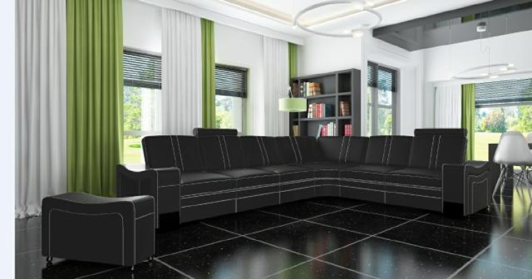 LEDERSOFA XXL WOHNLANDSCHAFT GARNITUR LEDER ECKCOUCH GARNITUR mit USB POLSTER