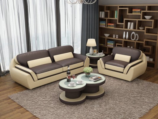 Ledersofa mit USB Sofagarnitur 3+1 Sitzer Garnitur Design Modern Neu Sofa G8038D