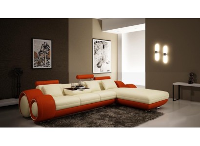 Patentiertes Design Ecksofa Sofa + USB,Polster Leder Ecke BERLINo Wohnlandschaft