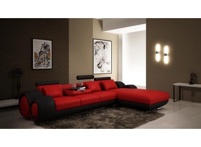 Patentiertes Design Ecksofa Sofa + USB,Polster Leder Ecke BERLIN Wohnlandschaft