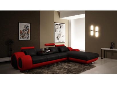 Patentiertes Design Ecksofa Sofa + USB,Polster Leder Ecke Wohnlandschaft BERLIN