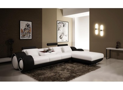 Patentiertes Design Ecksofa Sofa + USB Polster Leder Ecke Wohnlandschaft BERLIN