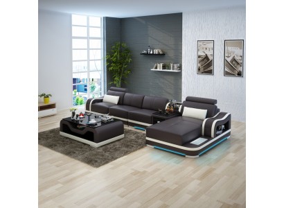 L образный кожаный угловой диван в отличном стиле 