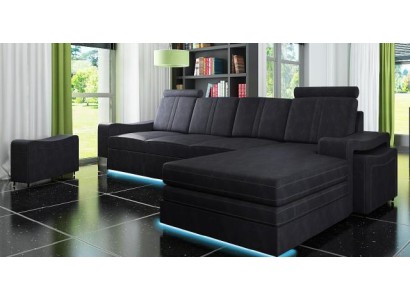 Stoffcouch mit USB Sofa Polster Garnitur Ecke Neu Textilcouch Eckcouch Stoffsofa