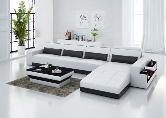 Ledersofa Modern Couch Wohnlandschaft Ecksofa Dekor Eck Design Garnitur