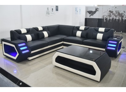 Moderne Eckgarnitur Couch Sitzpolster Ecksofa Polster Led Design Sofa