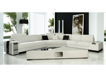 Moderne Eckcouch Wohnlandschaft Couch Tisch Sideboard Sofa USB Eckgarnitur 3tlg.