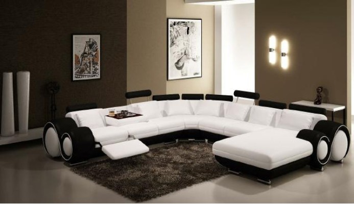 Leder Sofa Mit USB Couch XXL Wohnlandschaft Ledercouch Big Sofa Ecksofa