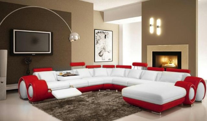 Leder Sofa Mit USB Couch XXL Wohnlandschaft Ledercouch Big Sofa Ecksofa