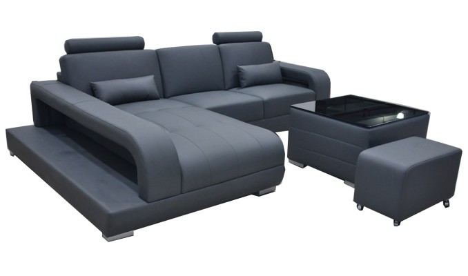 XXL Couch Ecksofa Leder Wohnlandschaft Garnitur Design Modern Sofa L-Form F3017C