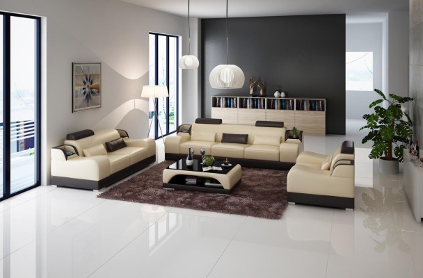 Sofagarnitur Couch Polster Sofa 3+3 Komplett Set Garnituren Design Leder 2tlg.