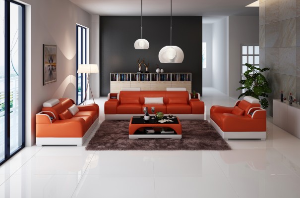 Sofagarnitur Couch Polster Sofa 3+3 Komplett Set Garnituren Design Leder 2tlg.