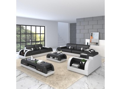 Sofagarnitur Couch Polster Sofa 3+1 Komplett Set Garnituren Design Leder 2tlg.