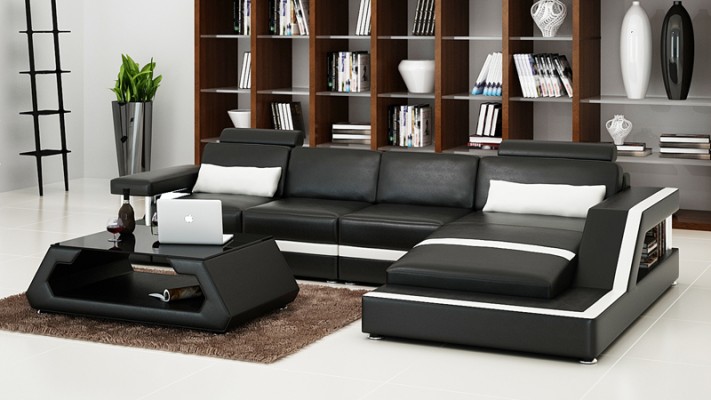 Ledersofa Couch Modern Wohnlandschaft Eck Dekor Ecksofa Design Garnitur