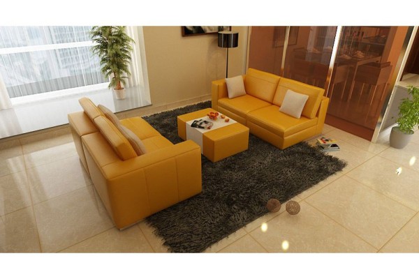 Sofagarnitur mit USB Polster Sofa Set 3+1 Leder Couchen Sofas Massanfertigung