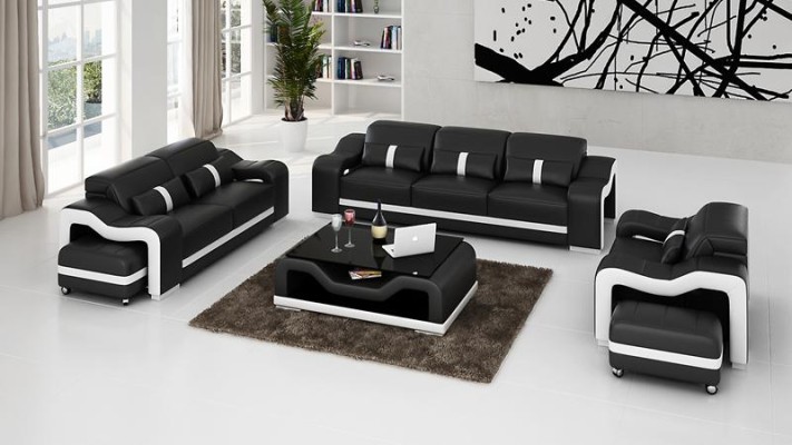 Design Sofagarnitur Couch Polster Sofas Leder Modern 3+2 Sitzer Komplett Set Neu