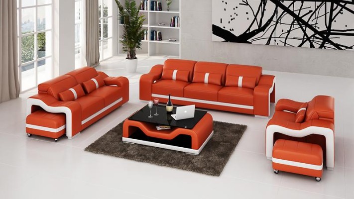 Design Sofagarnitur Couch Polster Sofas Leder Modern 3+2 Sitzer Komplett Set Neu