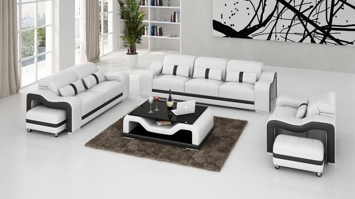 Design Sofagarnitur Couch Polster Sofas Leder Modern 3+2 Sitzer Komplett Set Neu