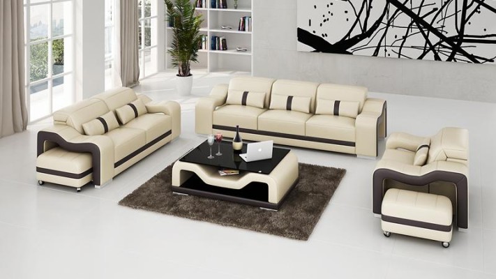 Design Sofagarnitur Couch Polster Sofas Leder Modern 3+2 Sitzer Komplett Set Neu