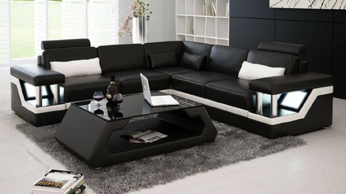 XXL Ledersofa mit USB Garnitur Wohnlandschaft Eckcouch Leder Ecksofa HAMBURG II