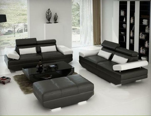 Wohnlandschaft Sofa Couch Sofagarnitur Polster Garnitur Leder AlfredD