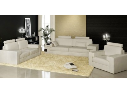 Sofagarnitur Sofa Couch Polster Sitz Leder Garnitur Wohnlandschaft Licht Nassau