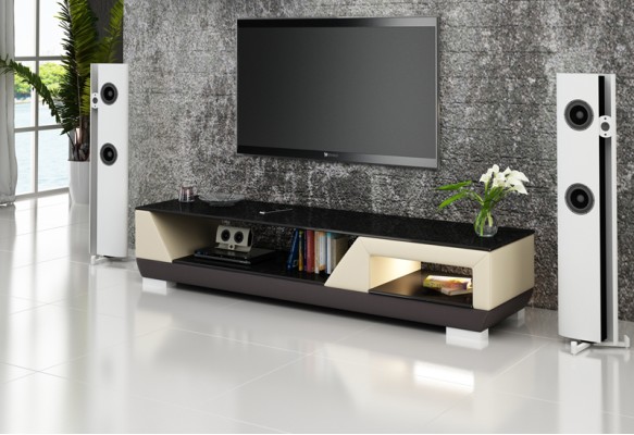 RTV TV Sideboard Leder Glas Dekor Tisch Fernseh Schrank Tisch Designer