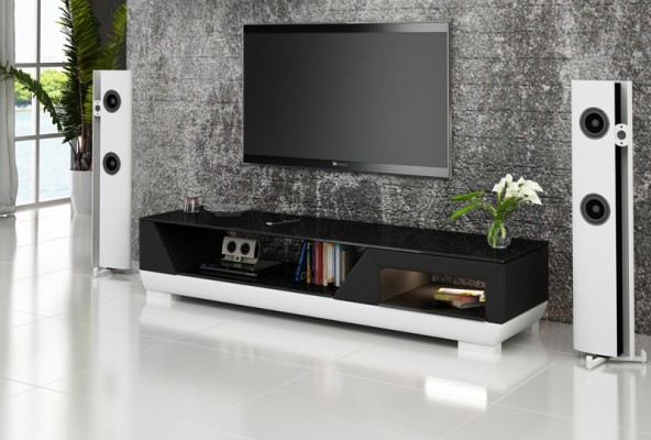 RTV TV Sideboard Leder Glas Dekor Tisch Fernseh Schrank Tisch Designer