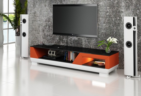 RTV TV Sideboard Leder Glas Dekor Tisch Fernseh Schrank Tisch Designer