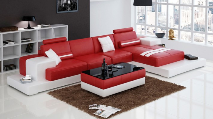 Exklusives Elegantes Ecksofa in L-Form Rotes Design für stilvolle Wohnräume