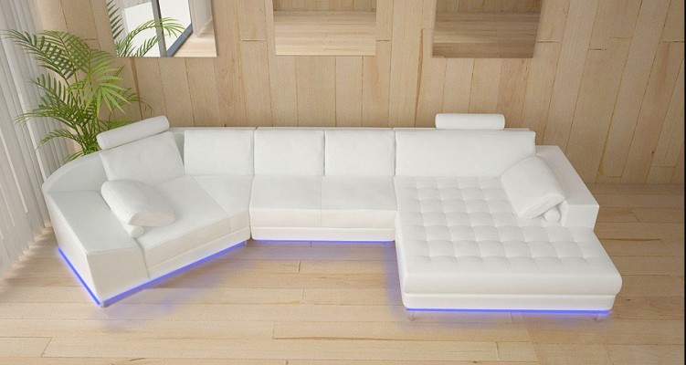 Ledersofa mit USB Wohnlandschaft Ecksofa Eck Garnitur Design Modern Sofa A1116